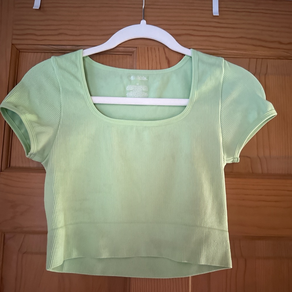 Wild Fable Mint Green Ribbed Short Sleeve Top